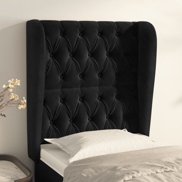 vidaXL Čelo postele so záhybmi čierne 83x23x118/128 cm zamat