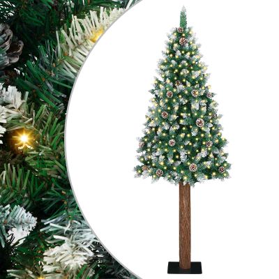vidaXL Úzky vianočný stromček s 300 LED-i so stojanom Zelená 180 cm