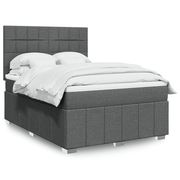 vidaXL Boxspring posteľ s matracom tmavosivá 140x190 cm látka
