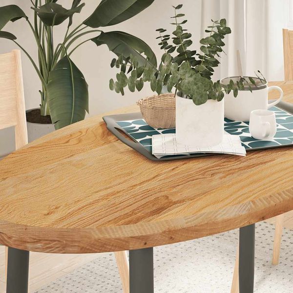 vidaXL Stolová doska bledohnedá 120x60x4 cm dubový masív oválny