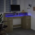 vidaXL Stôl s LED svetlami dub sonoma 140x55x91 cm kompozitné drevo