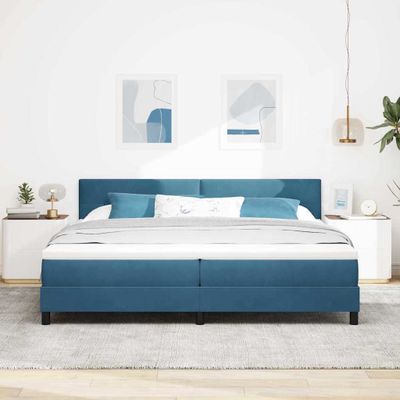 vidaXL Posteľ s pružinovým rámom Tmavomodrá 200 x 200 cm Zamat