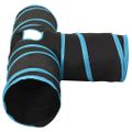 vidaXL Tunel pre mačky 3-cestný čierno-modrý 90 cm polyester