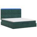 vidaXL Ottoman posteľ s matracom a LED Tmavozelená 140 x 200 cm Zamat