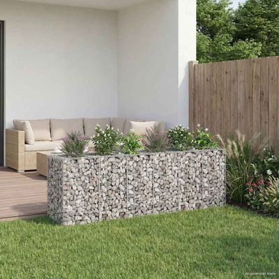vidaXL Gabiónová vyvýšená posteľ 2 pcs Strieborná 250 x 50 x 80 cm