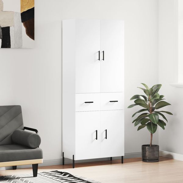 vidaXL Vysoká skrinka lesklá biela 69,5x34x180 cm spracované drevo