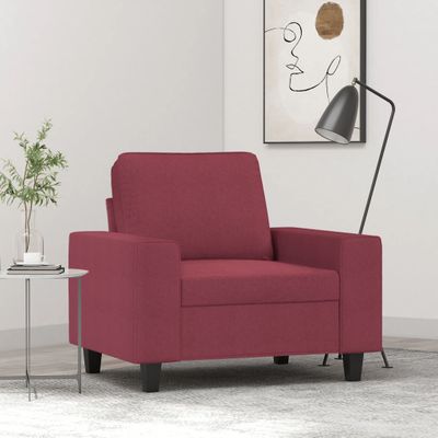 vidaXL Jednomiestna pohovka, vínovo červená 60 cm, látka