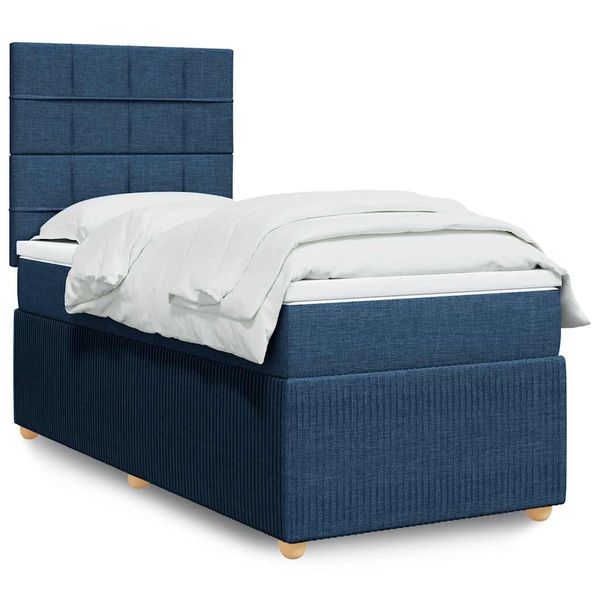 vidaXL Posteľný rám boxsping s matracom modrý 80x200 cm látka