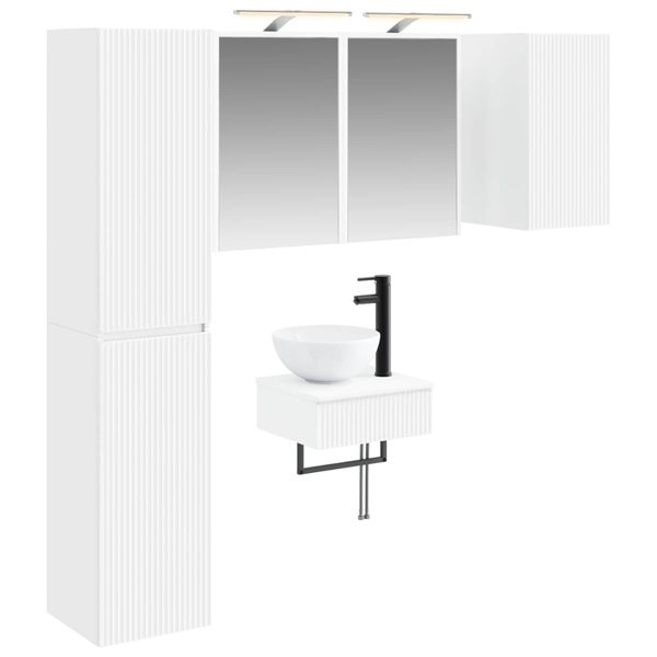 vidaXL Sada kúpeľňového nábytku 5 pcs Biela Kompozitné drevo a sklo