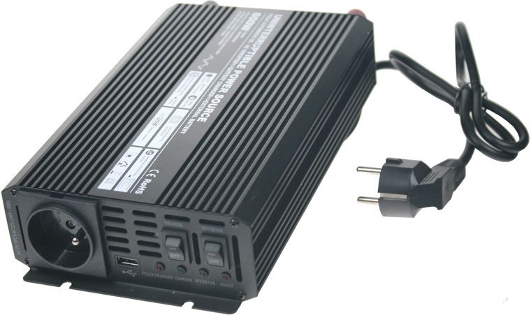 Menič napätia Carspa UPS600-12 12V/230V 600W s nabíjačkou 12V/10A a funkciou UPS