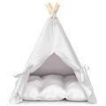 vidaXL Psí teepee s vankúšom Biela 60 x 60 x 70 cm Polyester
