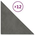 vidaXL Nástenné panely 12 ks tmavosivé 30x30 cm zamat 0,54 m²