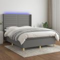 vidaXL Posteľ boxsping s matracom a LED tmavosivá 140x200 cm látka