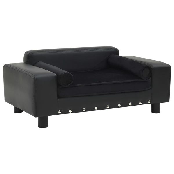 vidaXL Pohovka pre psa, čierna 81x43x31 cm, plyš a umelá koža
