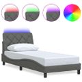 vidaXL Rám postele s LED bez matraca tmavosivá 90x190 cm látka