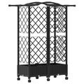 vidaXL Vyvýšený záhon s mriežkou a strechou Čierna 124 x 40 x 129 cm