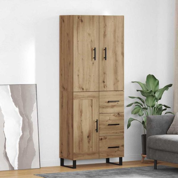 vidaXL Highboard so zásuvkou 2 pcs Remeselný dub 69,5 x 34 x 180 cm
