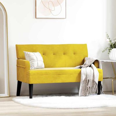 vidaXL Chesterfield lavica Žltá 112 x 65,5 x 75 cm Zamat