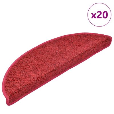 vidaXL Schodové rohože 20 ks 56x17x3 cm červené polkruhové