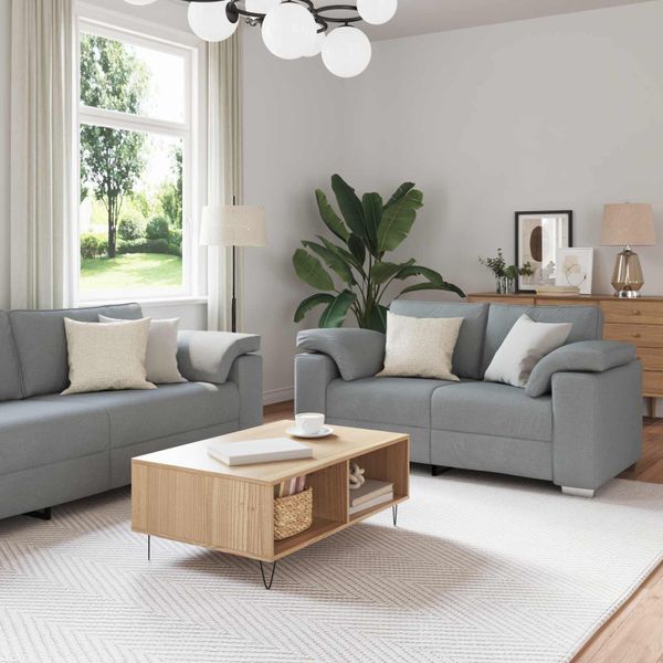 vidaXL Pohovka 2 pcs Svetlosivá 219 x 80 x 82 cm látka
