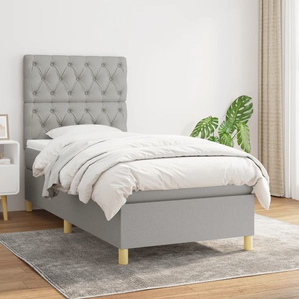 vidaXL Posteľný rám boxsping s matracom bledosivý 80x200 cm látka
