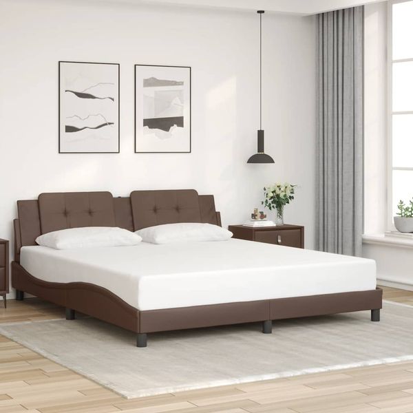 vidaXL Rám postele bez matraca Zadar hnedý 180x200 cm umelá koža
