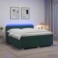 vidaXL Posteľ s boxspringom a matracom a LED Tmavozelená 200 x 200 cm