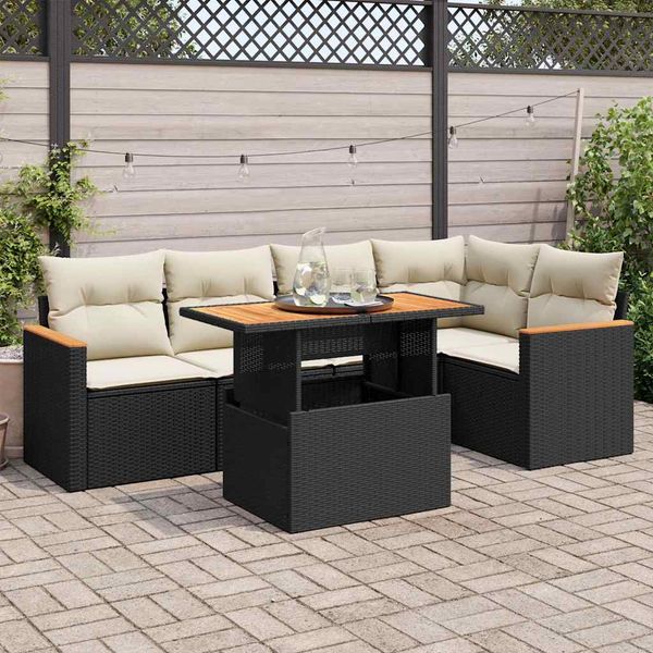 vidaXL 6-dielna záhradná súprava pohoviek s vankúšmi polyratan akácia