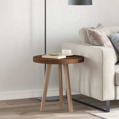 vidaXL Vrchná doska Tmavohnedá Ø 50 x 4 cm Masívne dubové drevo