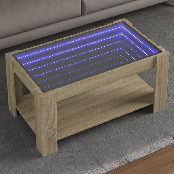 vidaXL Konferenčný stolík s LED dub sonoma 93x53x45cm kompozitné drevo