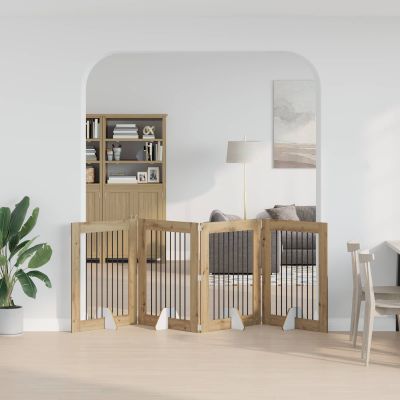 vidaXL Skladacia psia brána so stojanmi 4 ks Dub artisan 321 cm