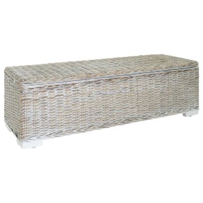 vidaXL Úložný box biely 110 cm prírodný ratan Kubu a masívny mahagón