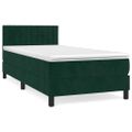 vidaXL Posteľný rám boxsping s matracom tmavozelený 90x190 cm zamat