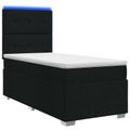 vidaXL LED boxspring posteľ s matracom Čierna 90 x 200 cm Látka