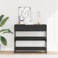 vidaXL Konzolový stolík čierna 90x35x80 cm kompozitné drevo