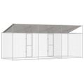 vidaXL Klietka pre psa s strechou Strieborná 600 x 200 x 256 cm