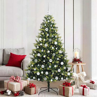 vidaXL Umelý skladací vianočný stromček 300 LED diód Zelená 180 cm