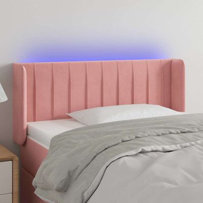 vidaXL Čelo postele s LED ružové 83x16x78/88 cm zamat