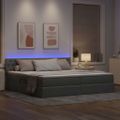 vidaXL LED úložná posteľ s matracom Svetlosivá 200 x 200 cm Látka