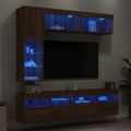 vidaXL 7-dielna súprava TV nástenných skriniek s LED hnedý dub