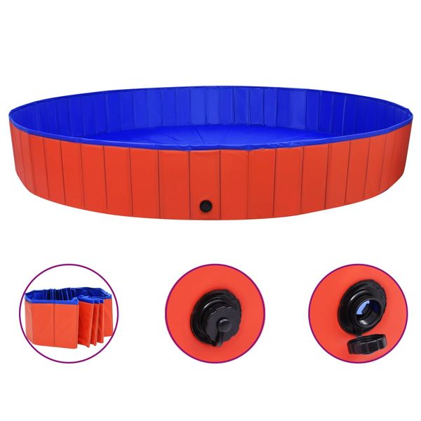 vidaXL Skladací bazén pre psov červený 300x40 cm PVC
