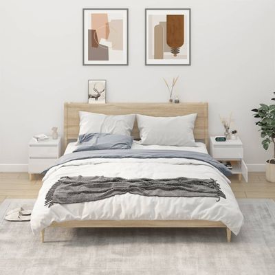 vidaXL Nočné stolíky 2 ks lesklé biele 40x35x50 cm