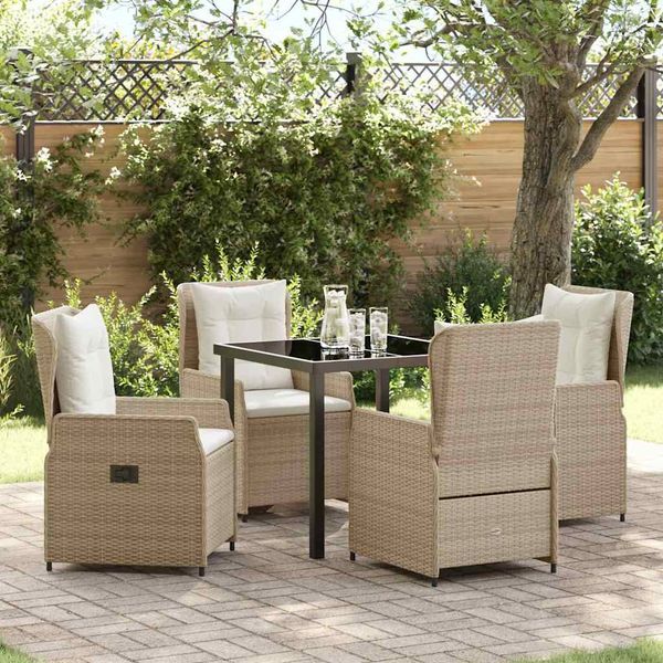 vidaXL Záhradný jedálenský set 5 pcs Beige a svetlo šedá polyratan