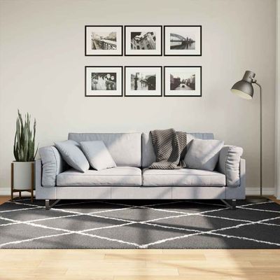 vidaXL Shaggy koberec PAMPLONA, vysoký vlas, čierno krémový 160x230 cm