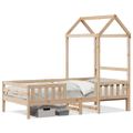 vidaXL Posteľný rám so strieškou 75x190 cm borovicový masív