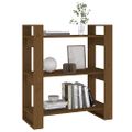 vidaXL Knižnica/deliaca stena hnedá 80x35x91 cm masívna borovica