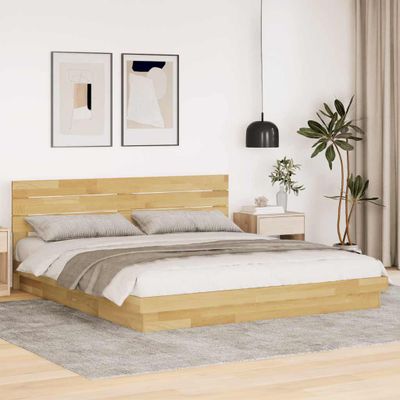 vidaXL Rám postele s čelom bez matraca 200x200cm Dub z masívneho dreva