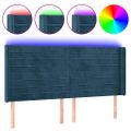 vidaXL Čelo postele s LED tmavomodré 183x16x118/128 cm zamat