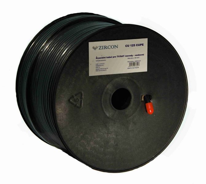 Zircon koaxiálny kábel 125 CU CUPE čierny 100 m