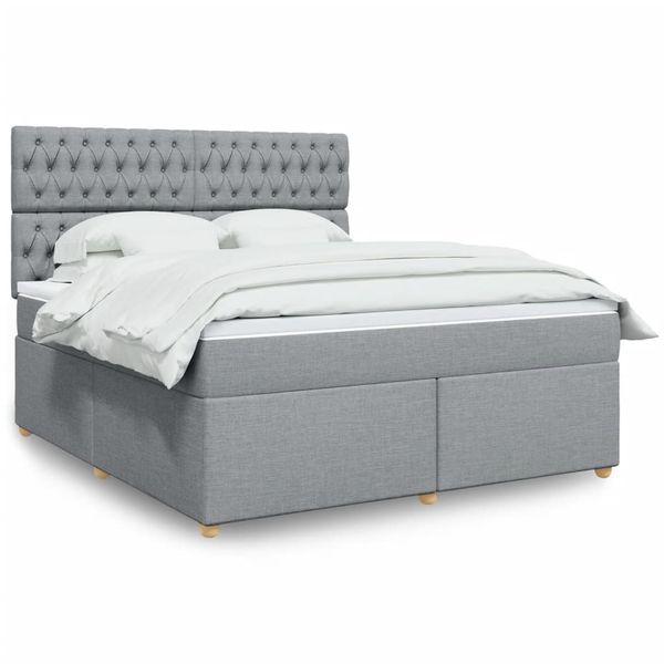 vidaXL Boxspring posteľ s matracom bledosivá 180x200 cm látka